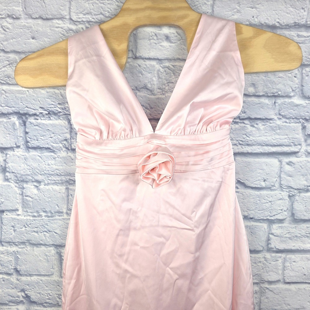 Abercrombie & Fitch Pink Satin Rosette‎ Midi Dress Halter V-Neck Medium Petite